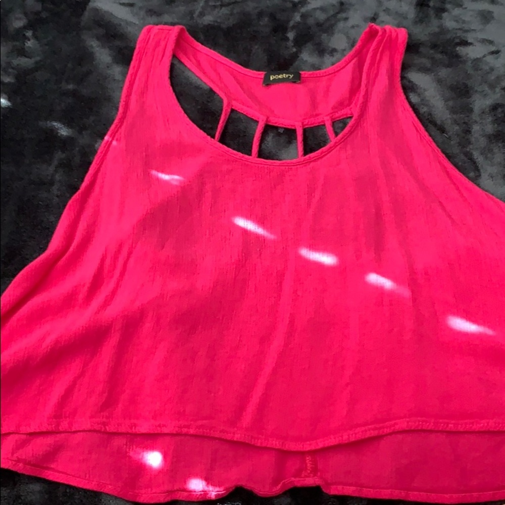 Caged back pink tank top